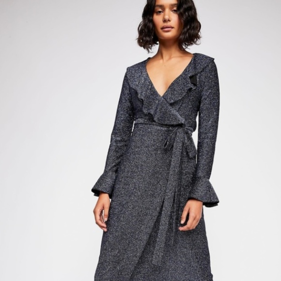 Free People Dresses & Skirts - Free People One More Time Shimmer Midi Wrap Dress